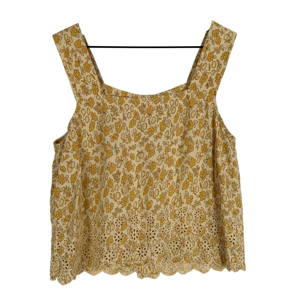 Madewell Embroidered Sunside Tank Top in Piccola Floral Yellow - M
